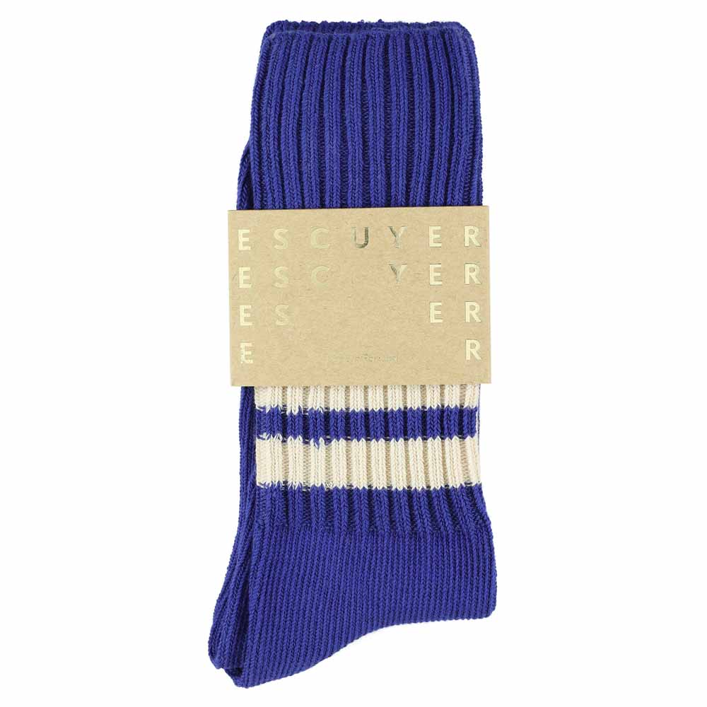 Men Crew Stripes Socks — VINTAGE BLUE / ECRU