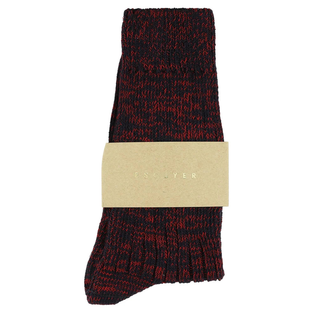 Melange Blend Socks — NAVY / RED
