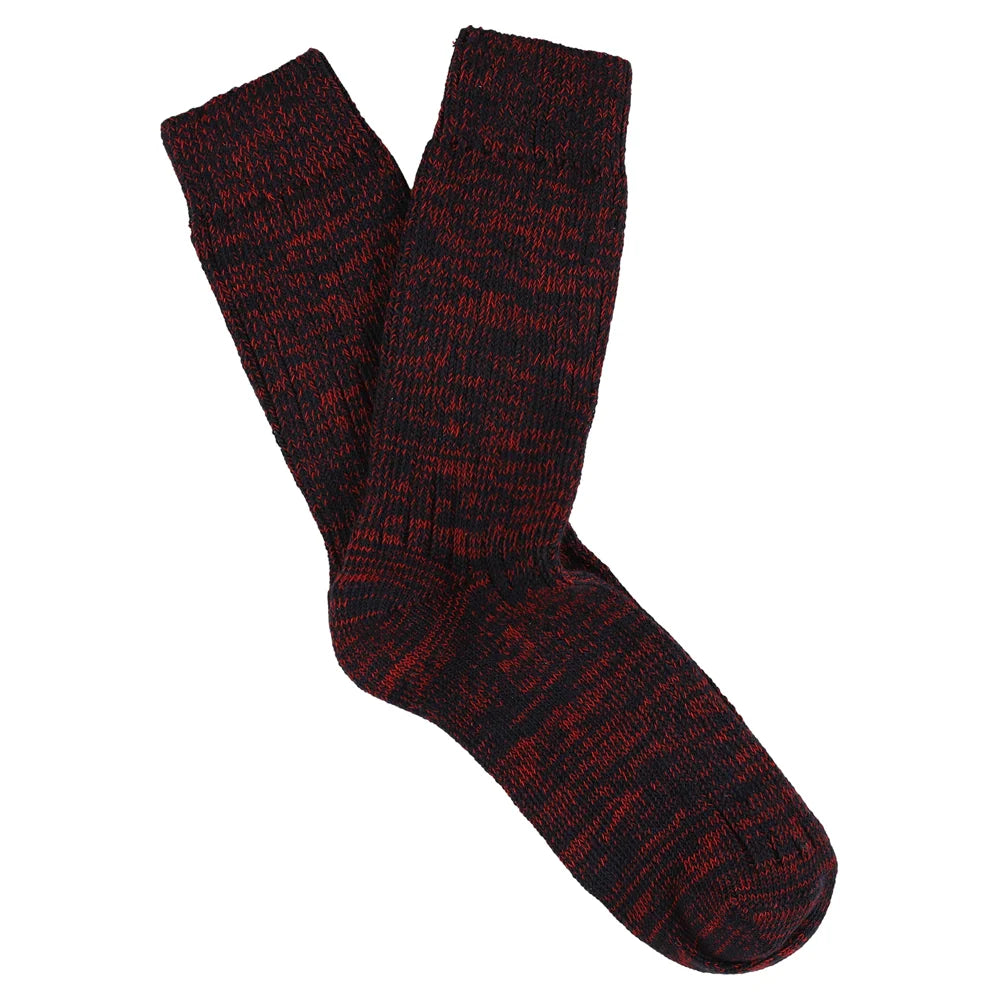 Melange Blend Socks — NAVY / RED