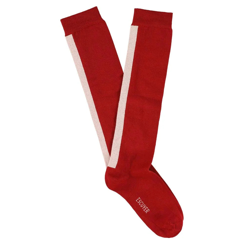 Women Knee High Socks — RED / PINK