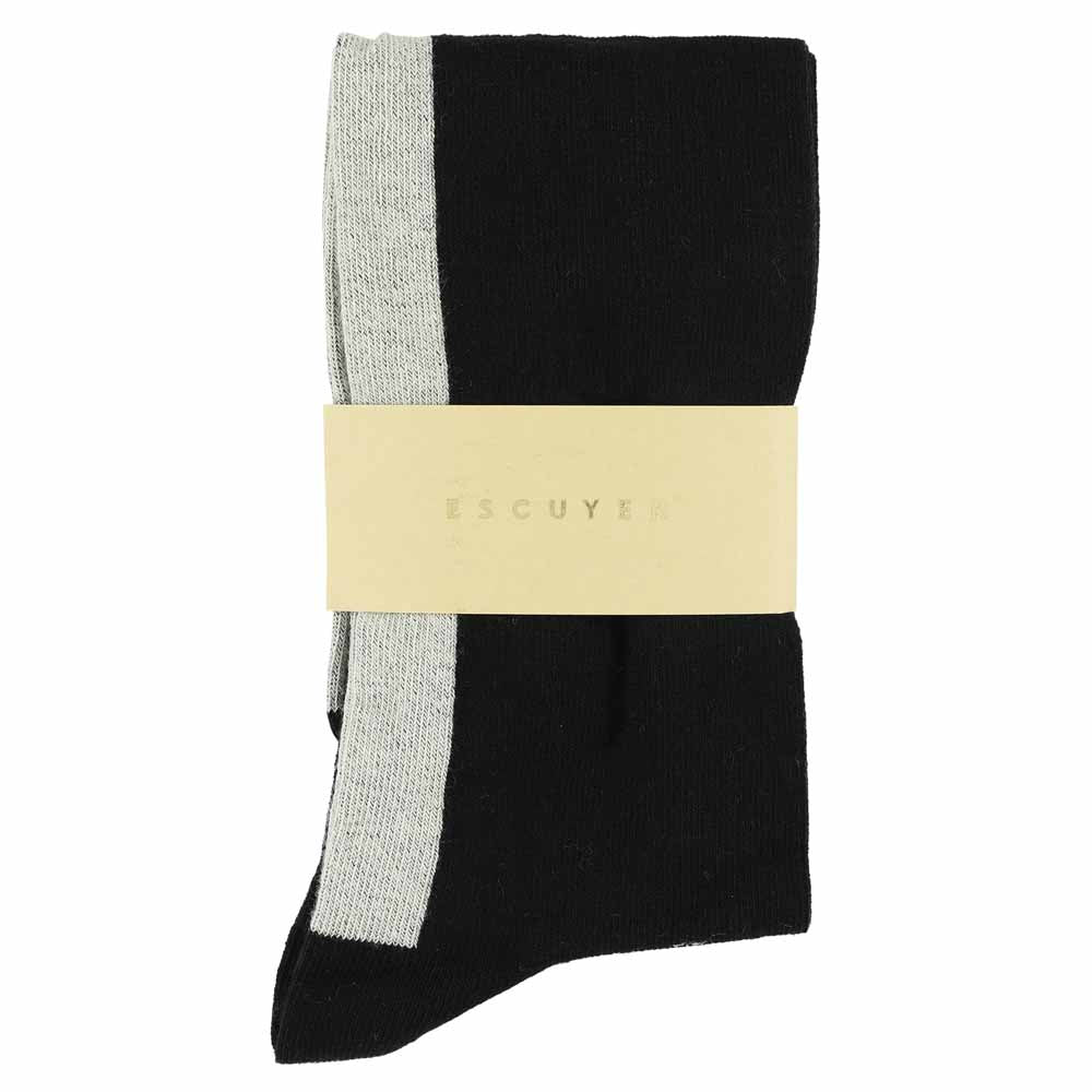 Women Knee High Socks — BLACK / ECRU
