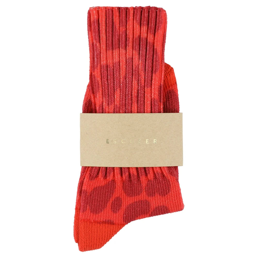 Women Leopard Crew Socks — ORANGE