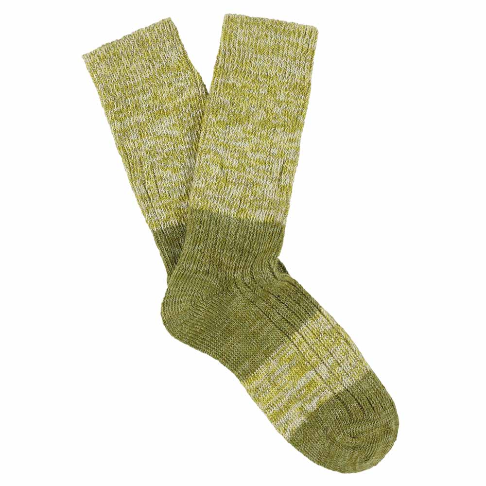 Melange Block Blend Socks — GREEN / GOLD