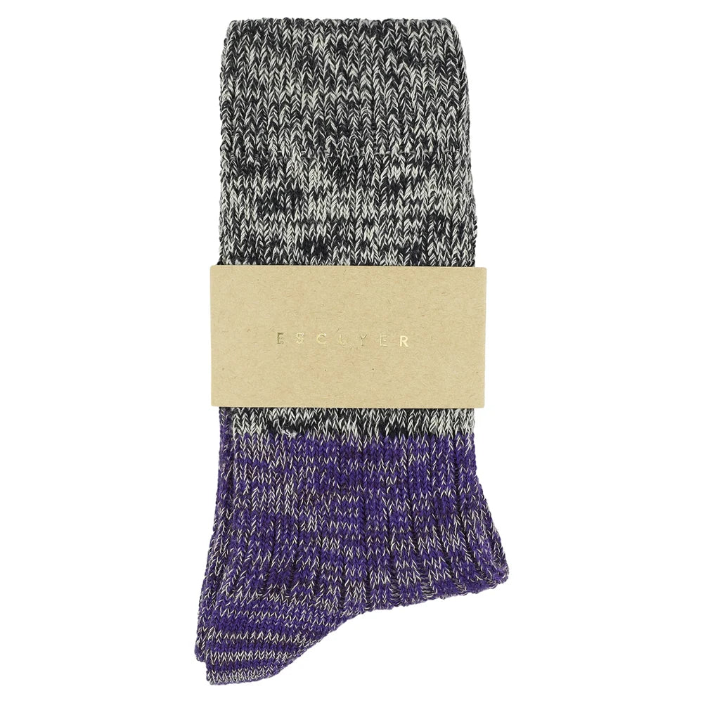 Melange Block Blend Socks — NAVY / PURPLE