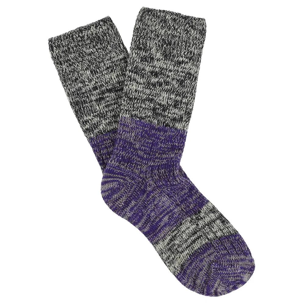 Melange Block Blend Socks — NAVY / PURPLE
