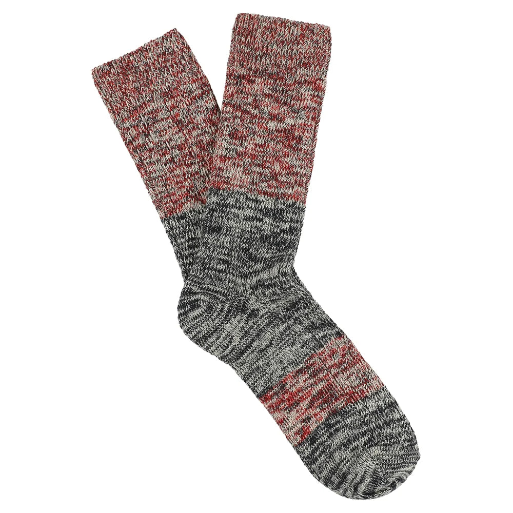 Melange Block Socks — NAVY / RED