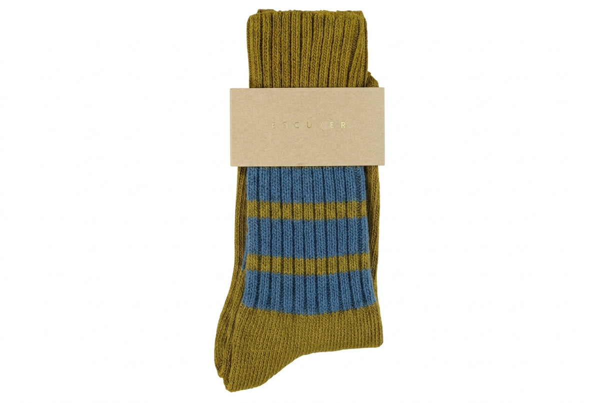 Men Crew Stripes Socks — CUMIN / BLUE