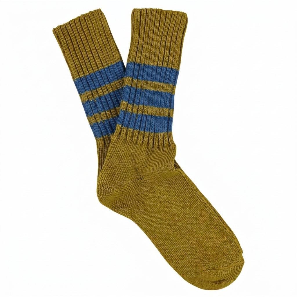 Men Crew Stripes Socks — CUMIN / BLUE