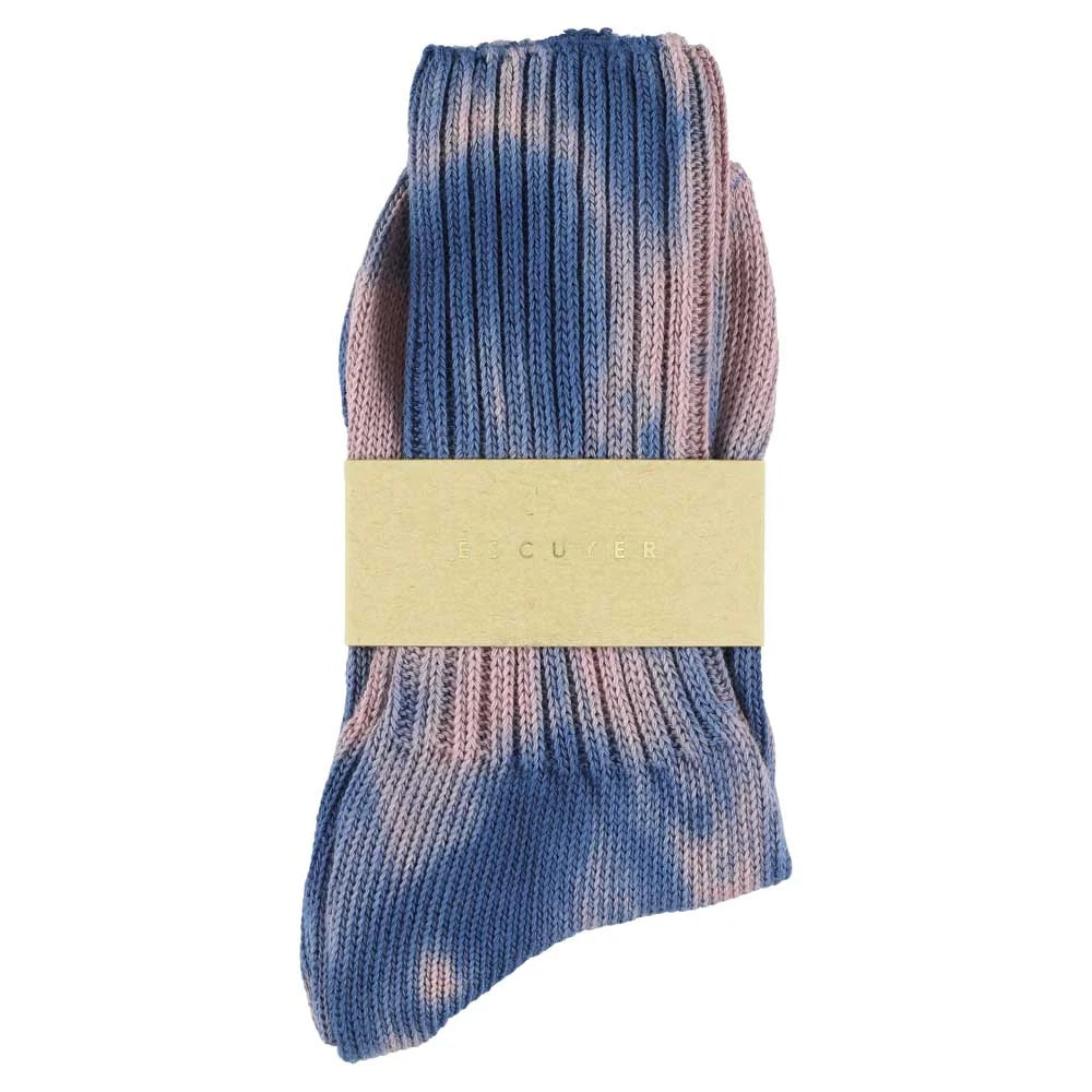 Women Tie Dye Socks — INDIGO / CORAL
