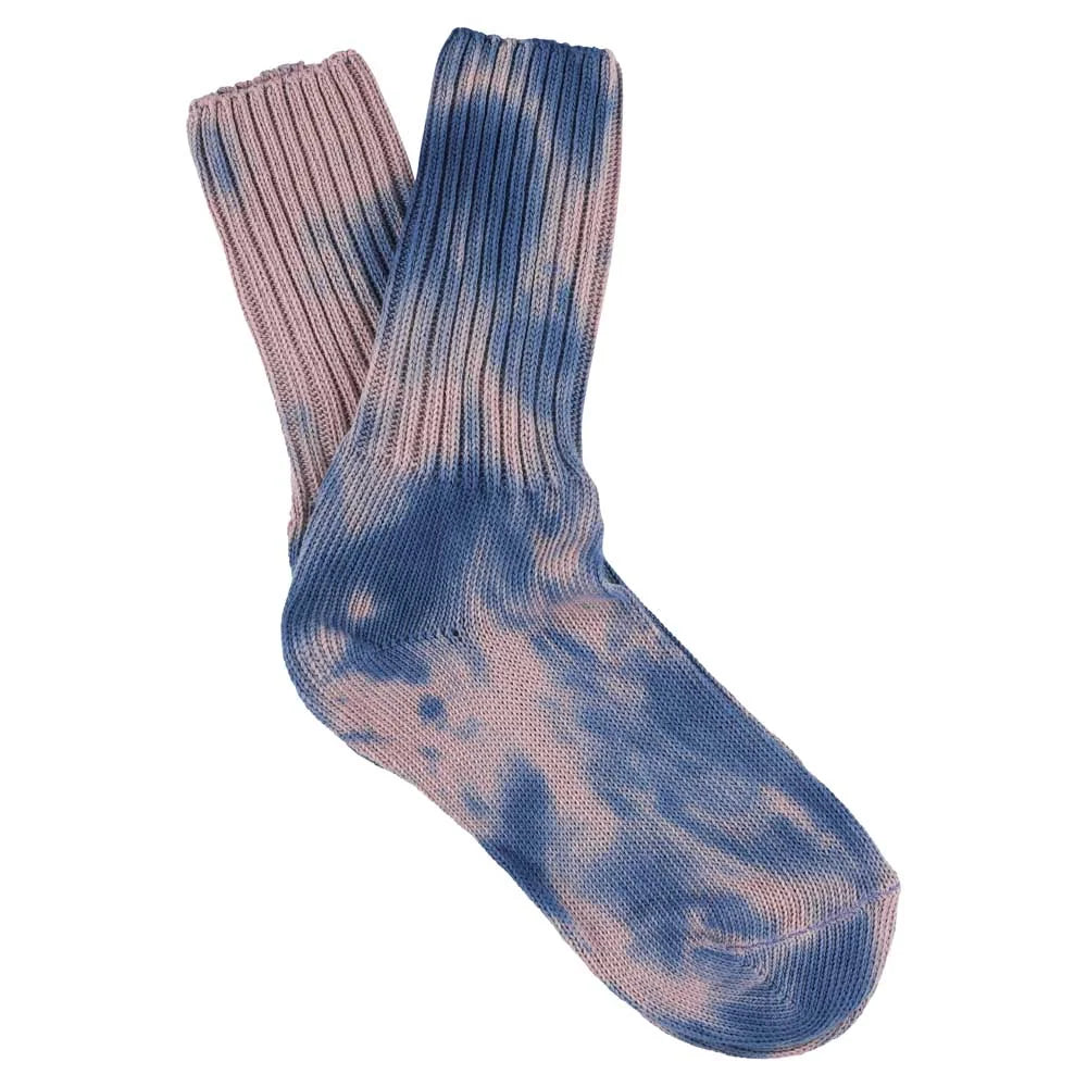 Women Tie Dye Socks — INDIGO / CORAL