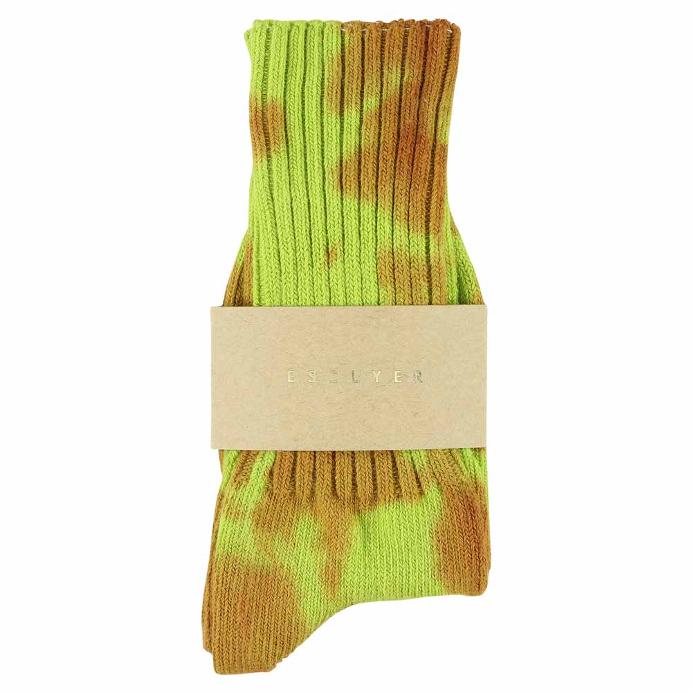 Women Tie Dye Socks — RUST / LIME