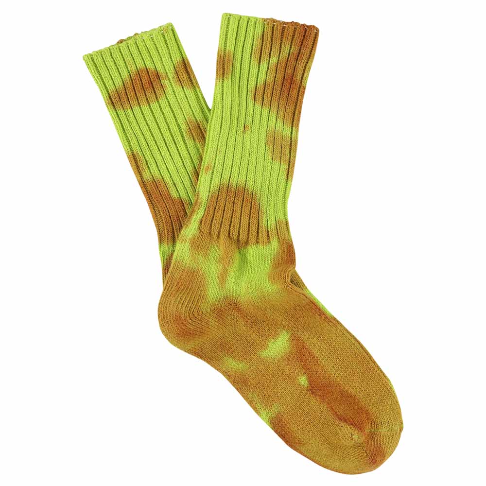 Women Tie Dye Socks — RUST / LIME