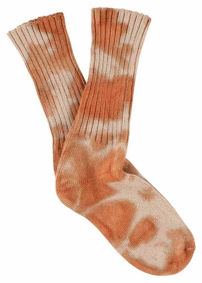 Women Tie Dye Sock — RUST / PINK