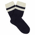 Women Cashmere Stripes Colour Socks — NAVY / ECRU