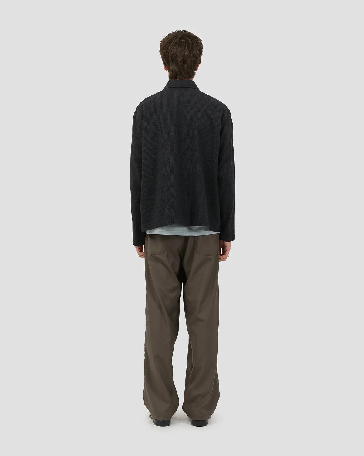 Zipper Wool Shirt — TEXTURED BLACK