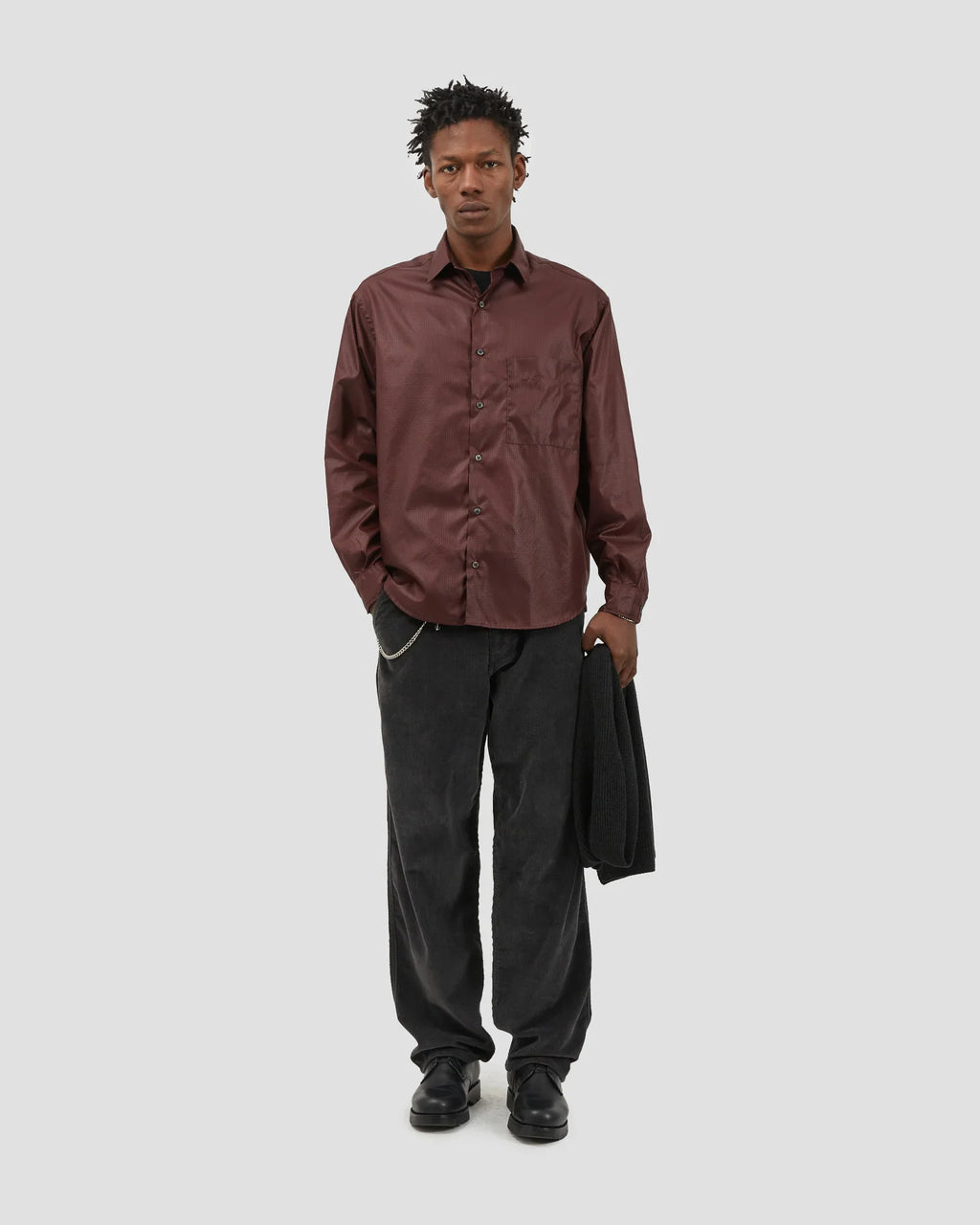 Oversized Ripstop Shirt — BURGUNDY