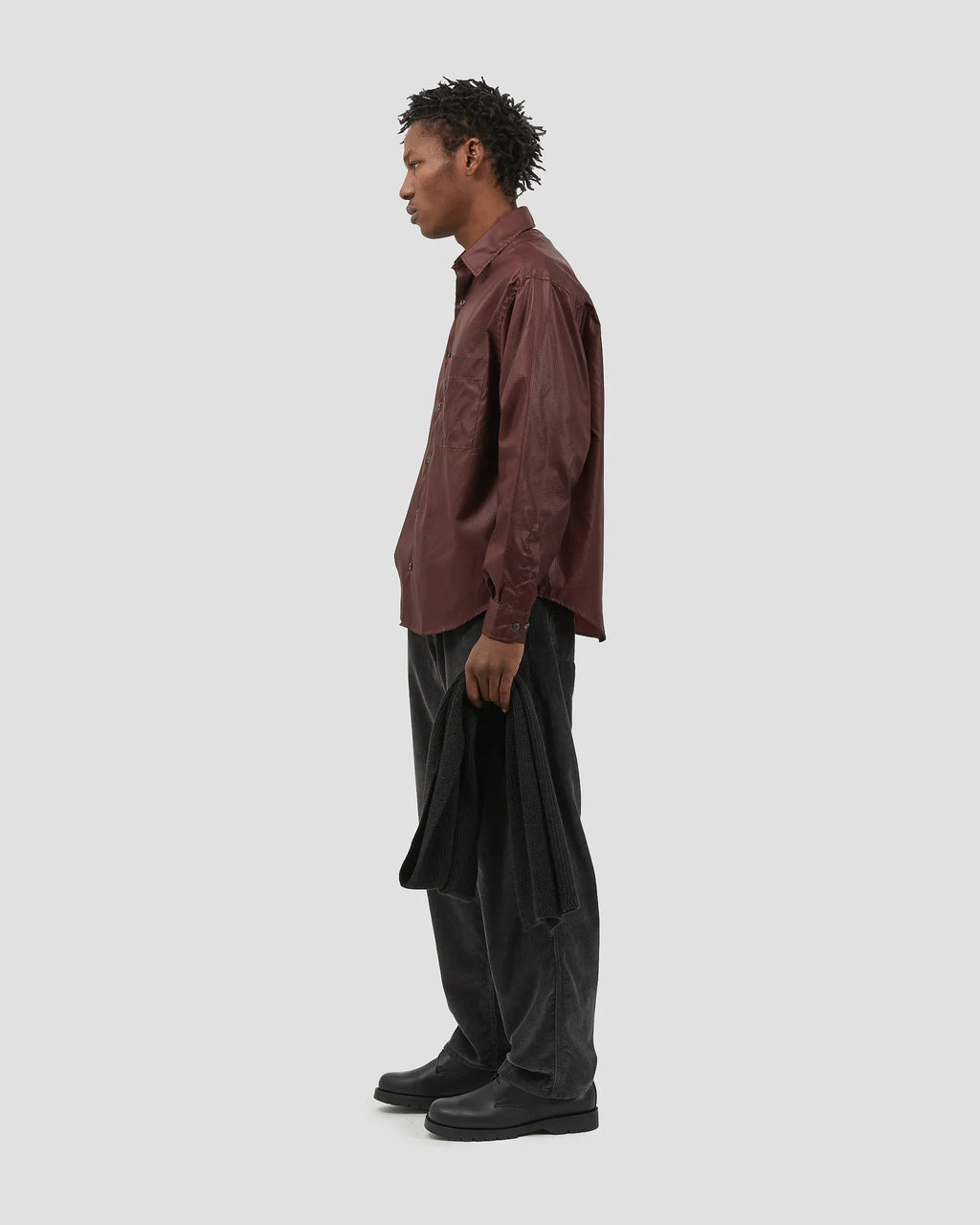 Oversized Ripstop Shirt — BURGUNDY