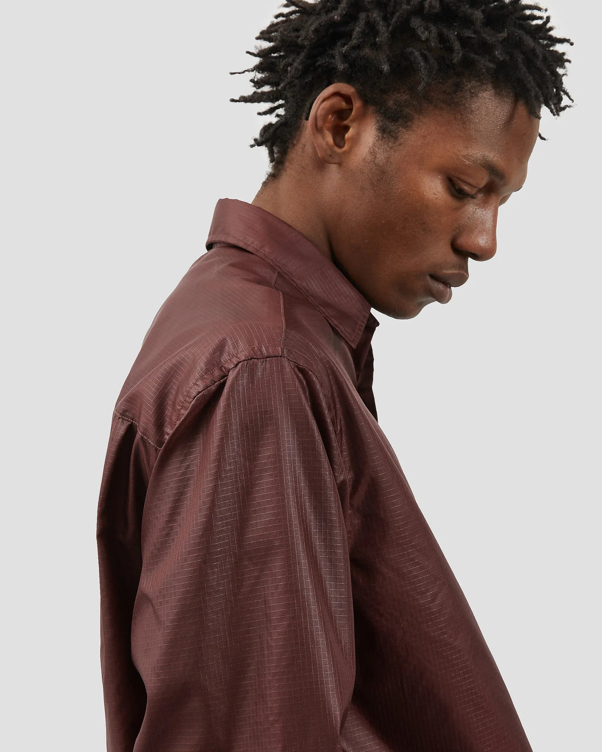 Oversized Ripstop Shirt — BURGUNDY