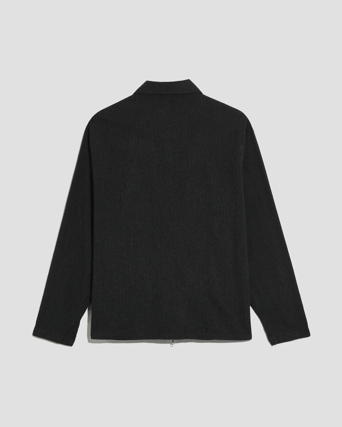 Zipper Wool Shirt — TEXTURED BLACK