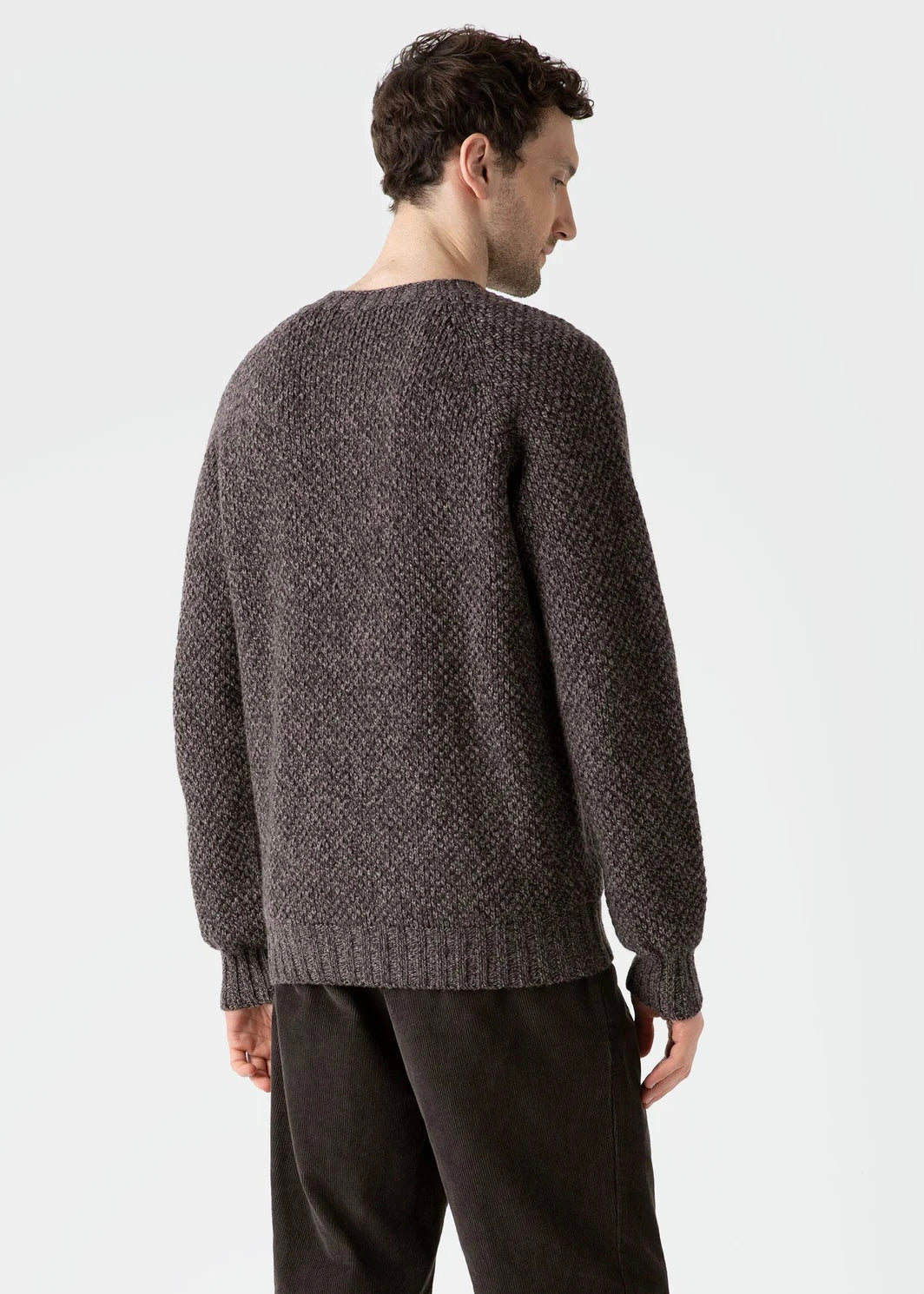 Textured Lambswool Jumper — BROWN Coffee Twist