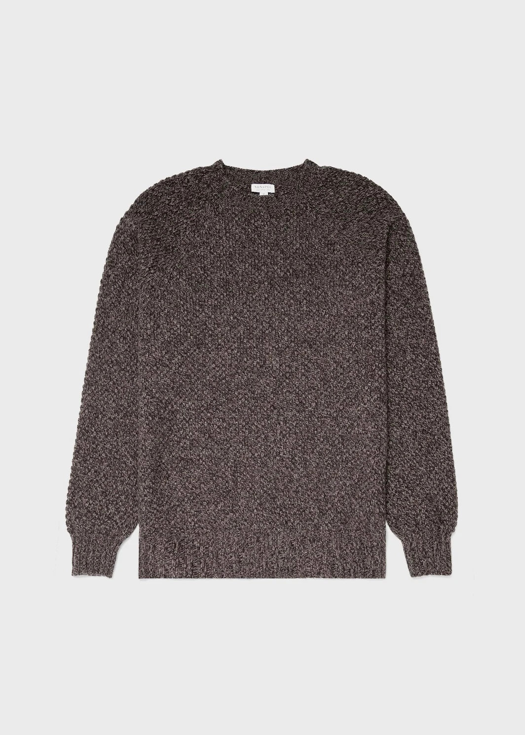 Textured Lambswool Jumper — BROWN Coffee Twist