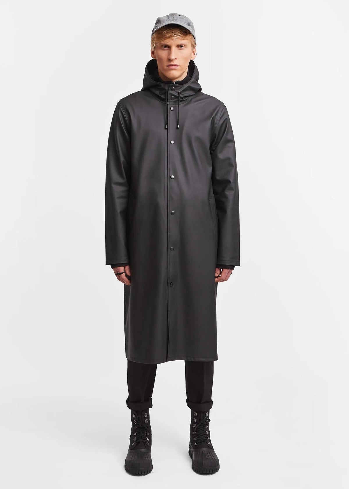 Stockholm Long Raincoat — BLACK