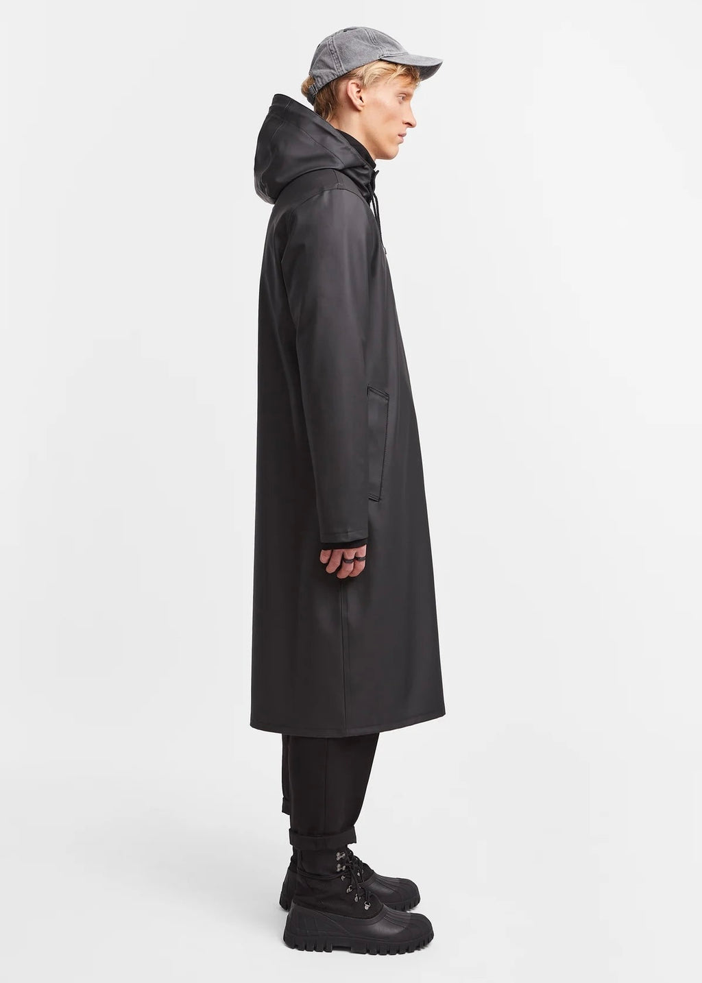 Stockholm Long Raincoat — BLACK