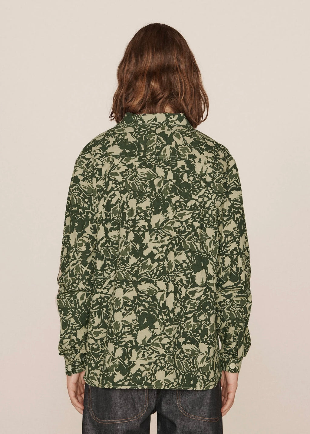 Feathers Cotton Print Shirt — GREEN