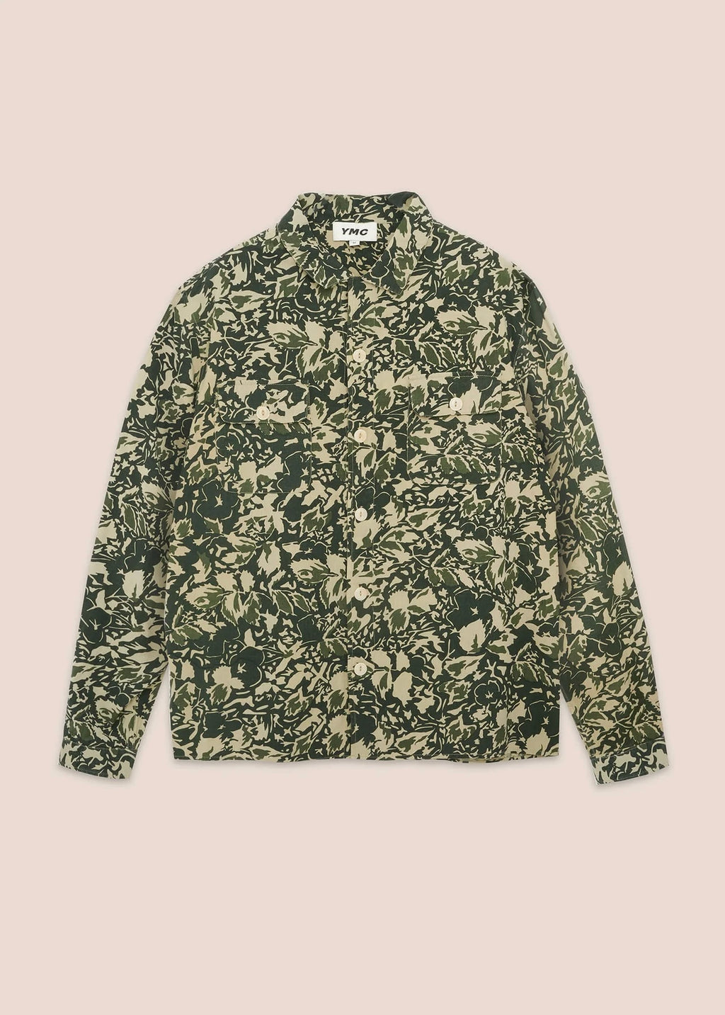 Feathers Cotton Print Shirt — GREEN