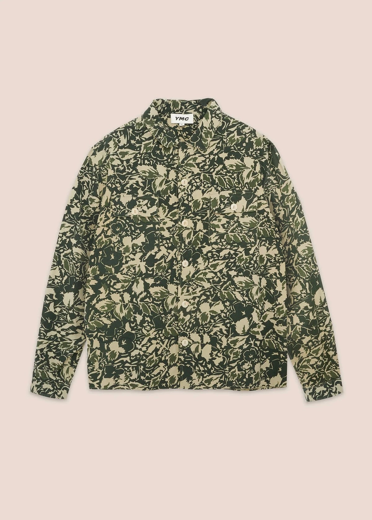 Feathers Cotton Print Shirt — GREEN