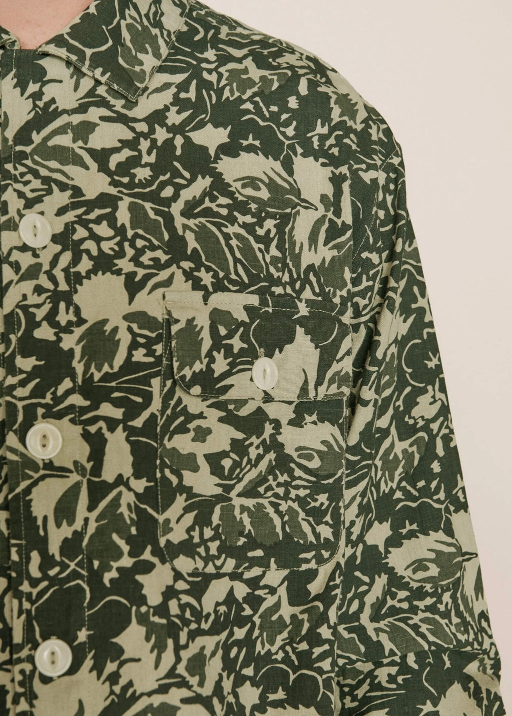 Feathers Cotton Print Shirt — GREEN