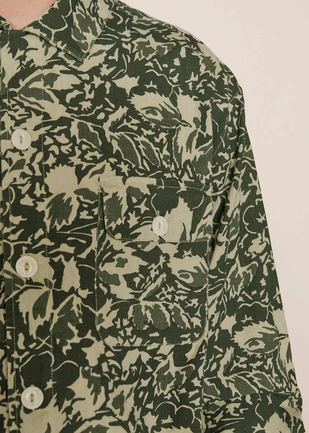Feathers Cotton Print Shirt — GREEN