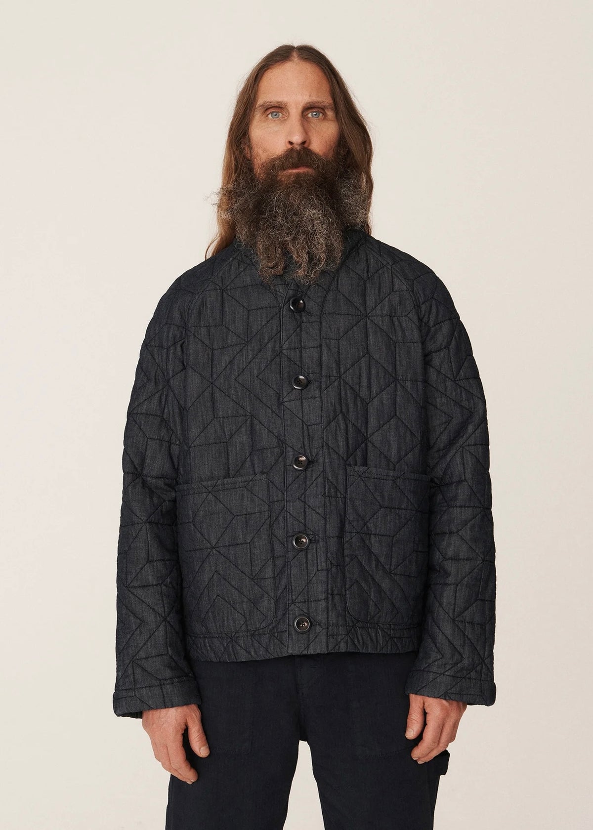 Erkin Quilted Cotton Star Jacket — NAVY / BLUE