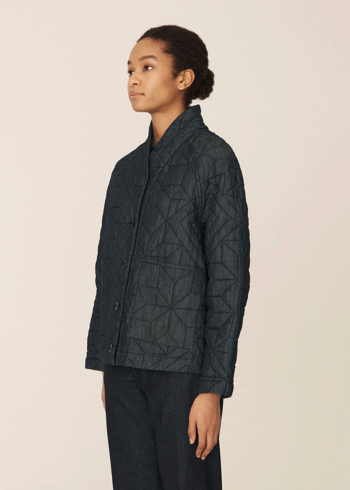 Erkin Quilted Cotton Star Jacket — NAVY / BLUE