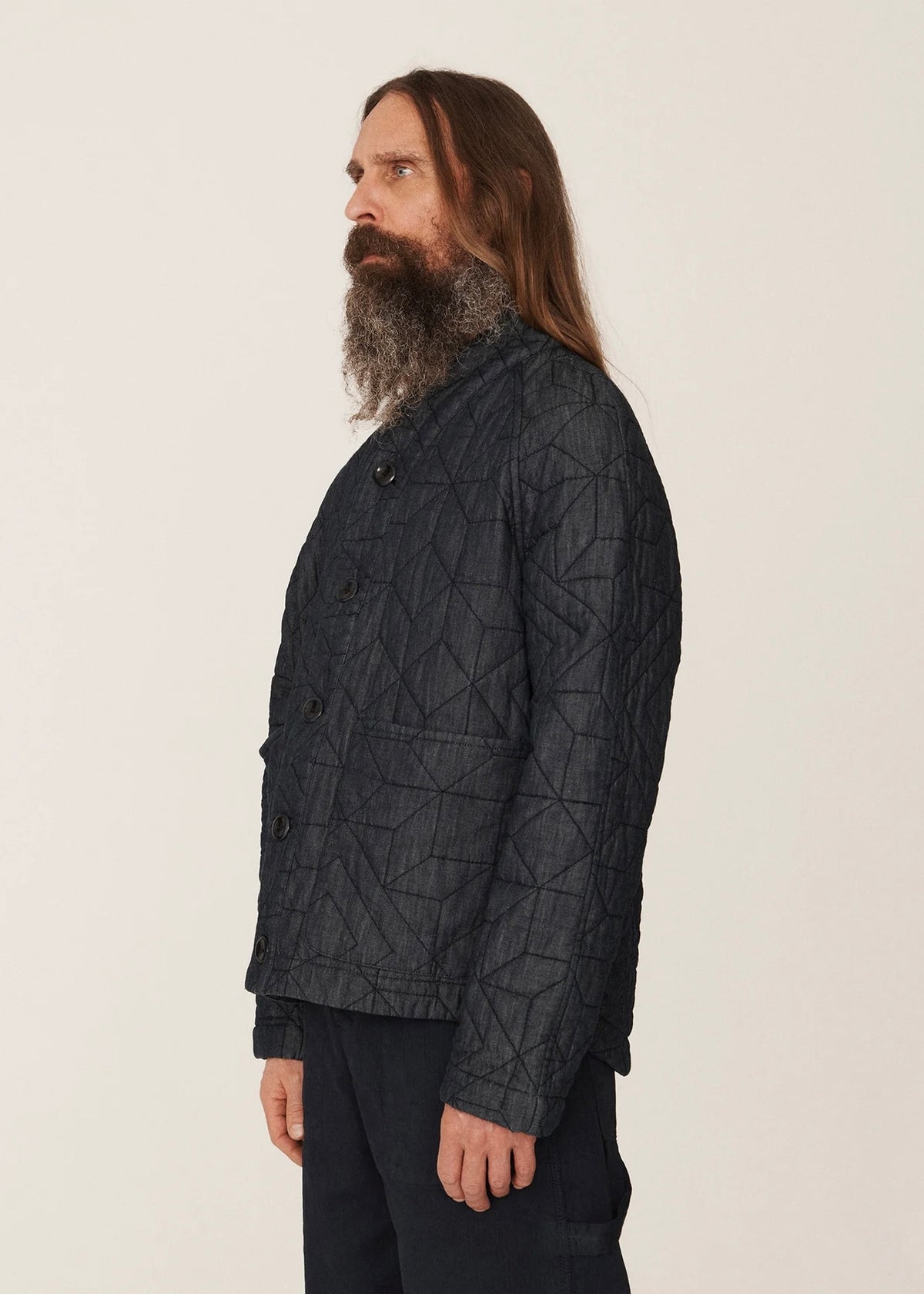 Erkin Quilted Cotton Star Jacket — NAVY / BLUE