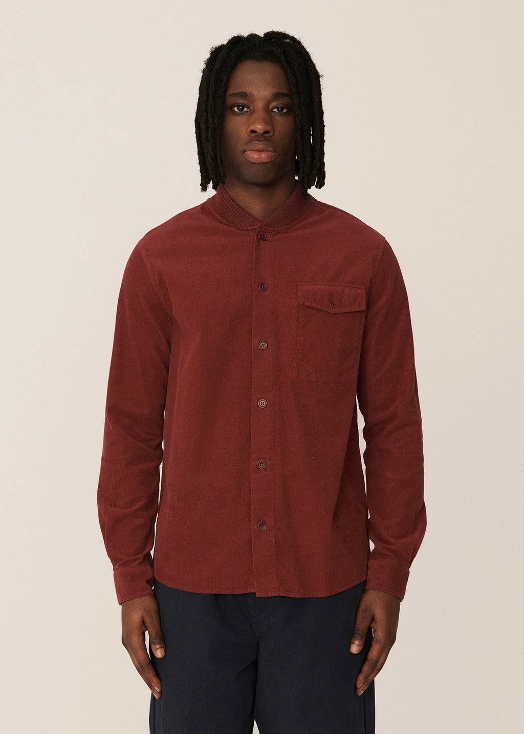 Delinquents Needlecord Organic Cotton Overshirt - BURGUNDY