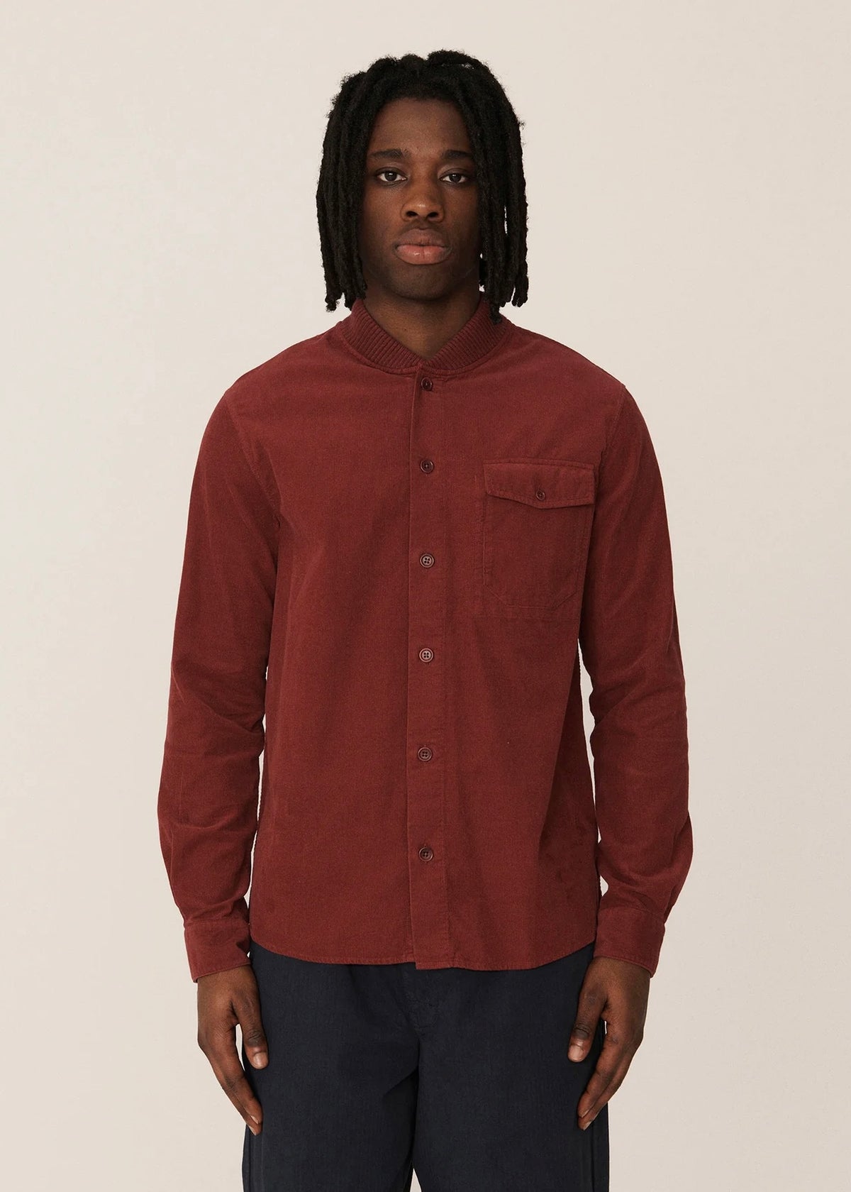 Delinquents Needlecord Organic Cotton Overshirt - BURGUNDY