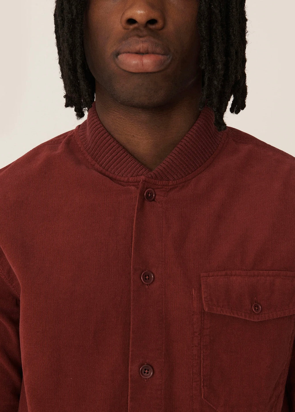 Delinquents Needlecord Organic Cotton Overshirt - BURGUNDY