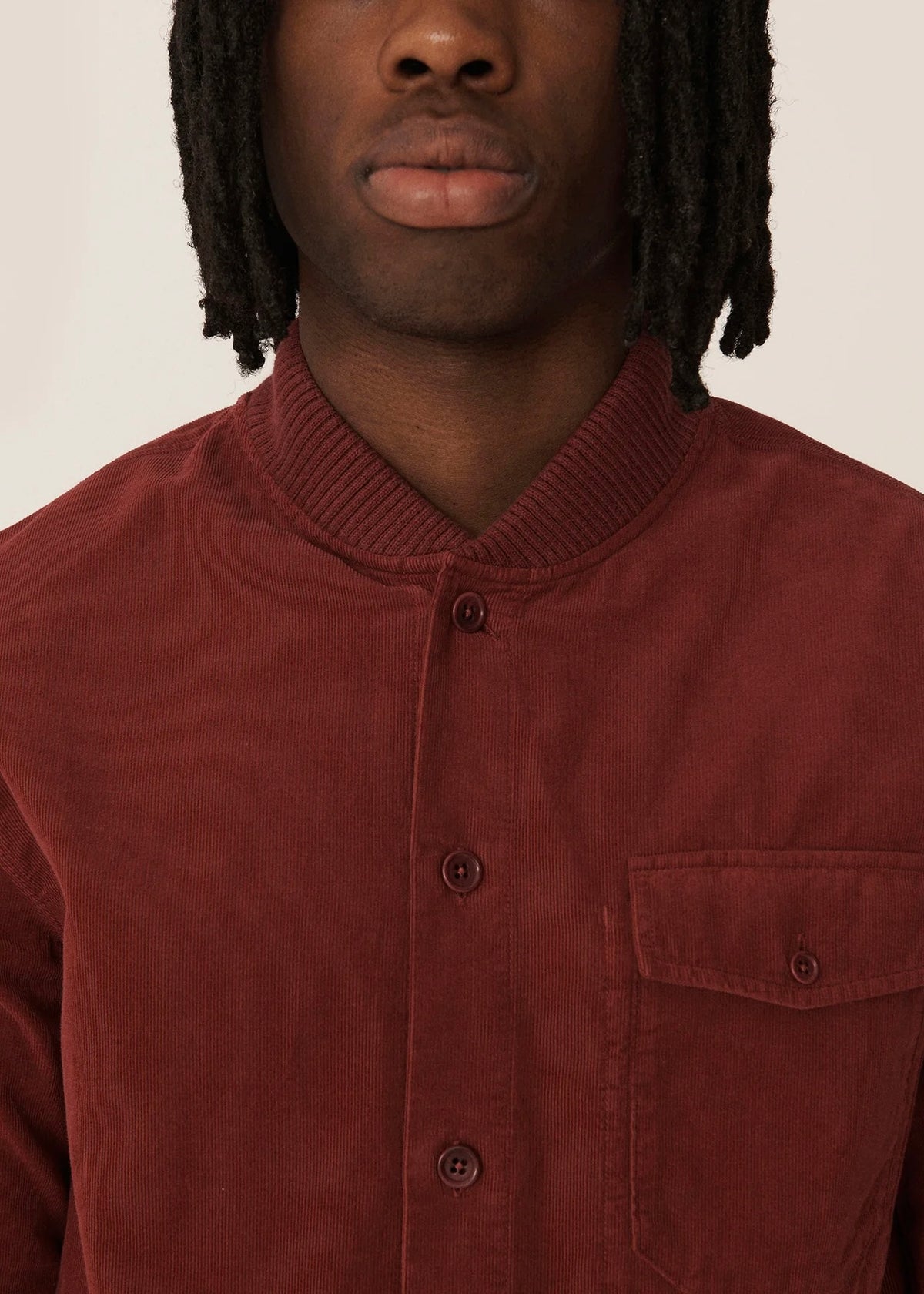 Delinquents Needlecord Organic Cotton Overshirt - BURGUNDY