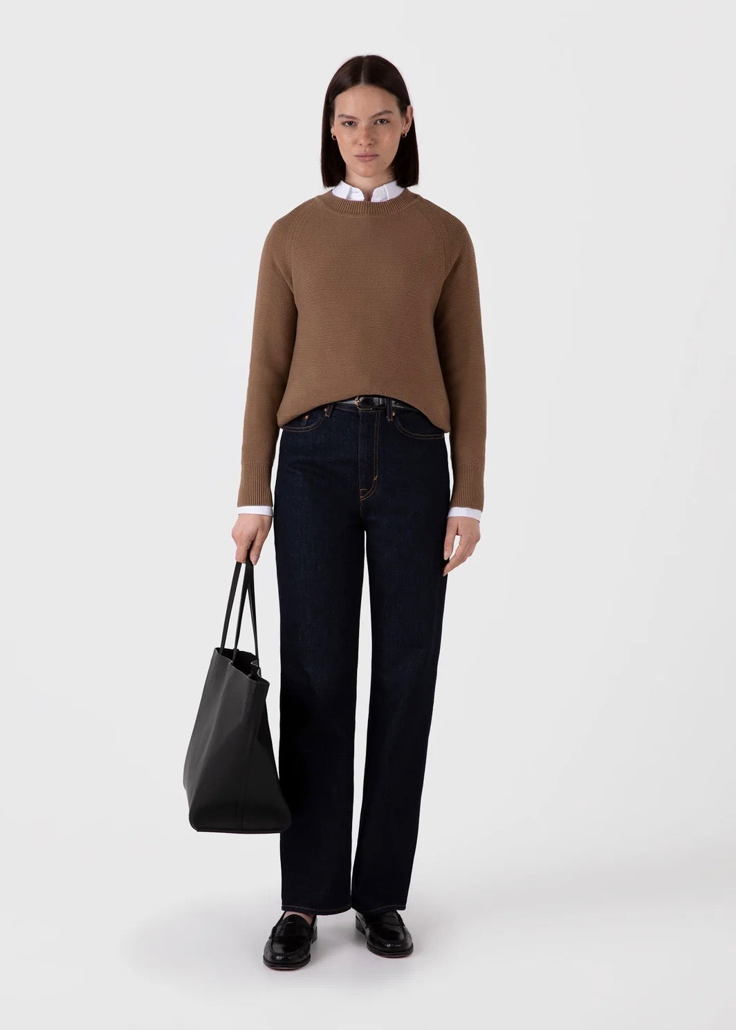 Textured Cotton Jumper — ALMOND