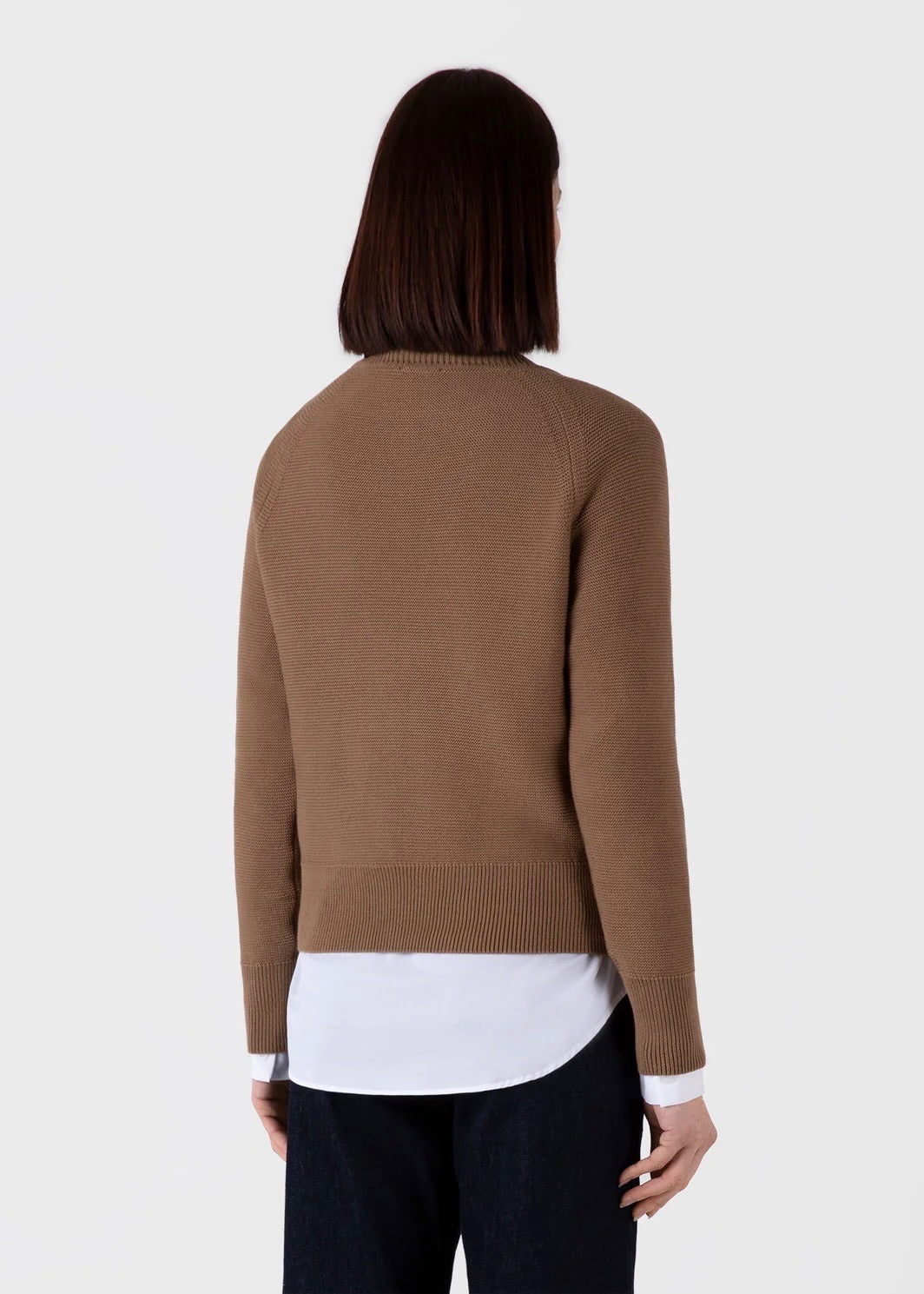 Textured Cotton Jumper — ALMOND