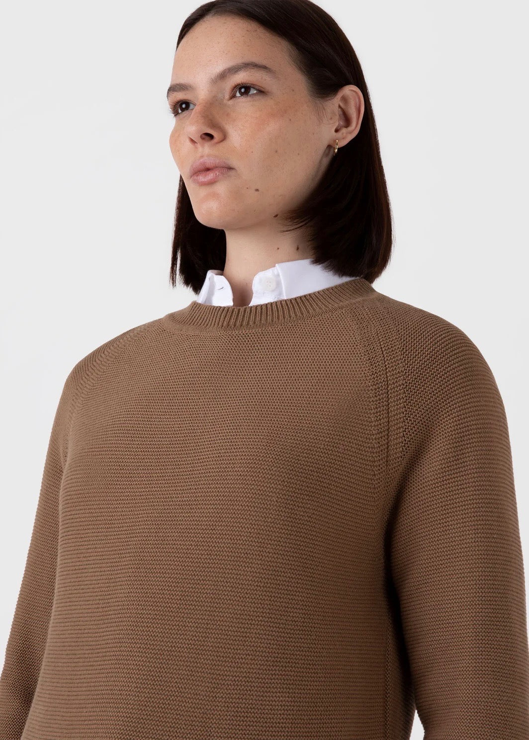 Textured Cotton Jumper — ALMOND