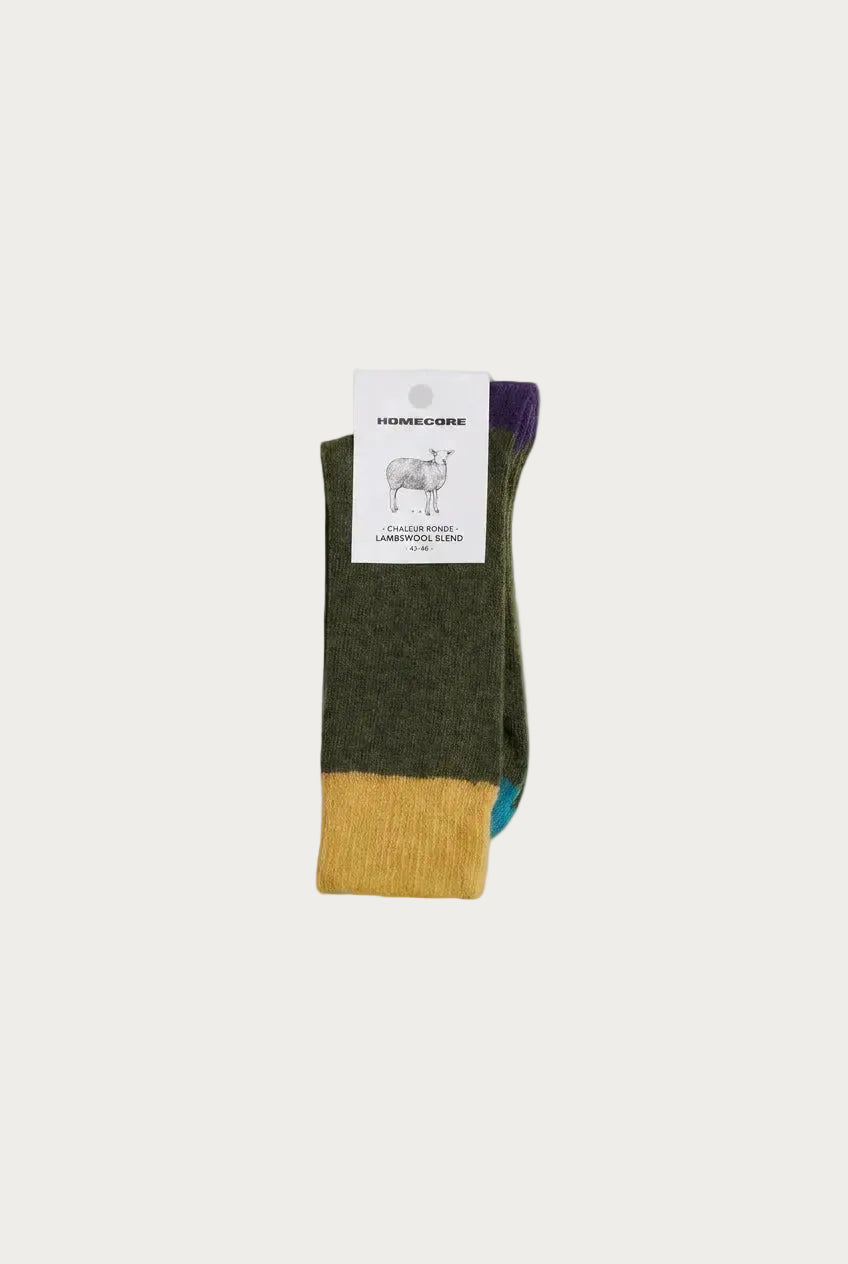 Lambswool Socks — KHAKI MULTI