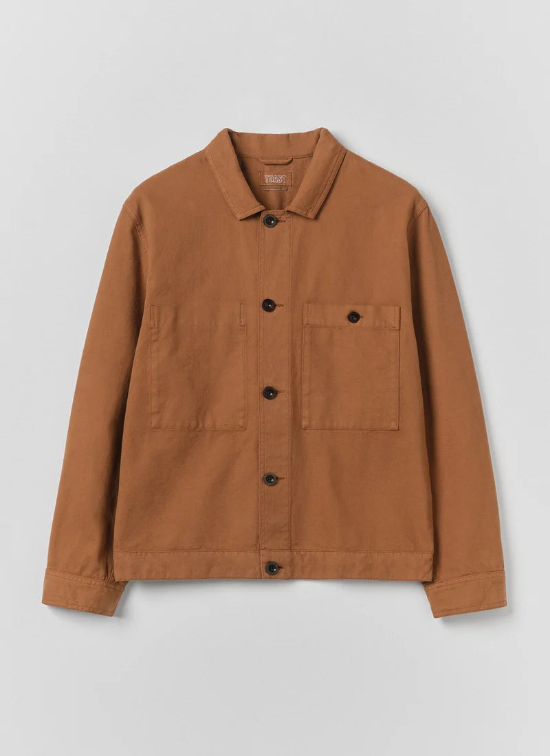 Garment Dyed Cotton Short Jacket — BROWN ANISE