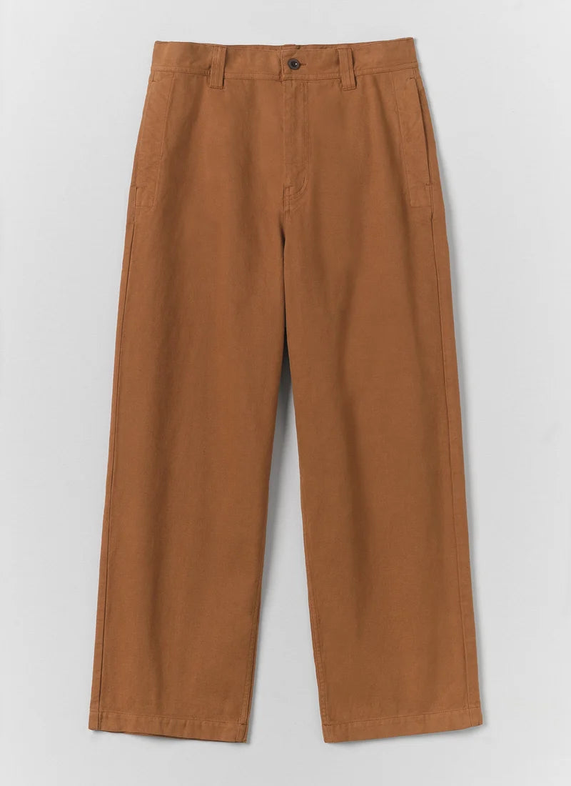 Jude Cotton Canvas Wide Leg Trouser — BROWN ANISE