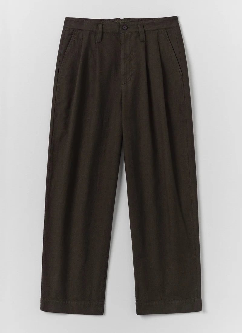 Bill Overdyed Micro Houndstooth Trousers — GREY OLIVE