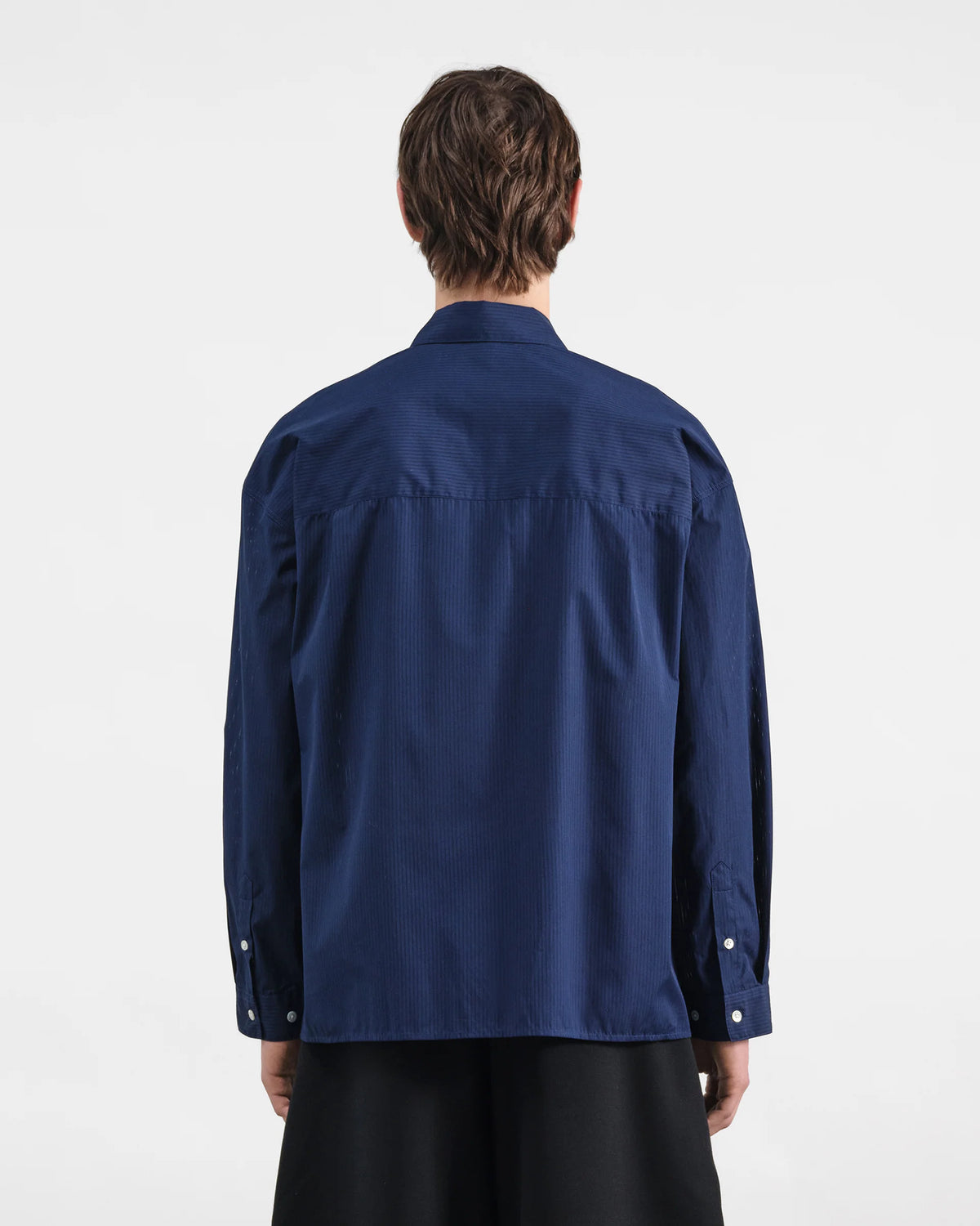 Wray Sheer Stripe LS Shirt — NAVY