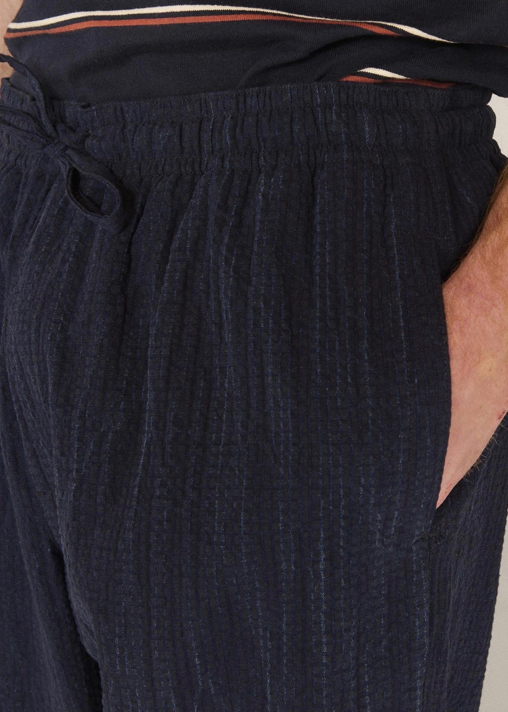 Alva Seersucker Skate Trouser — NAVY