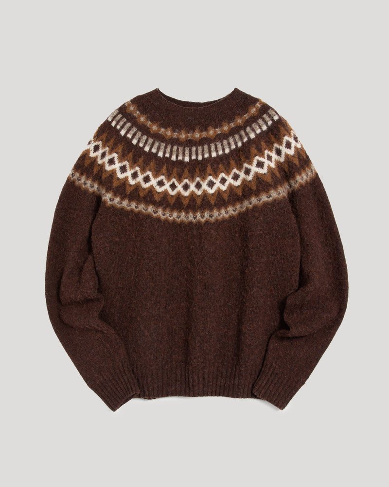 Suedehead Fairisle Knit Jumper — BROWN MULTI