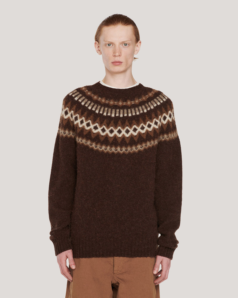 Suedehead Fairisle Knit Jumper — BROWN MULTI